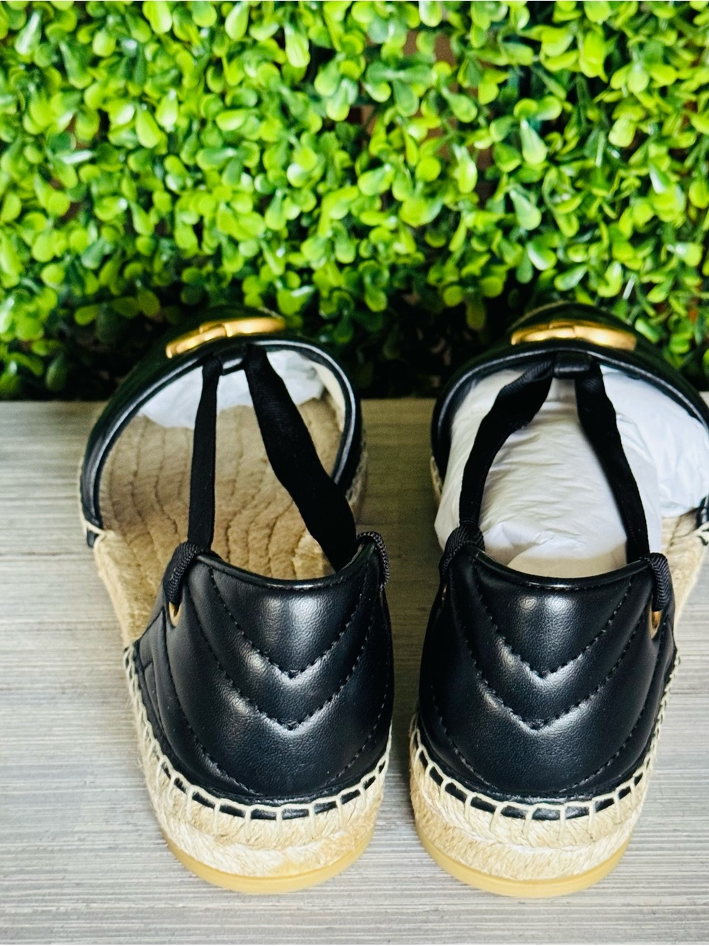 New Gucci Marmont black leather flat espadrille ballerina style size 38 - Picture 4 of 7